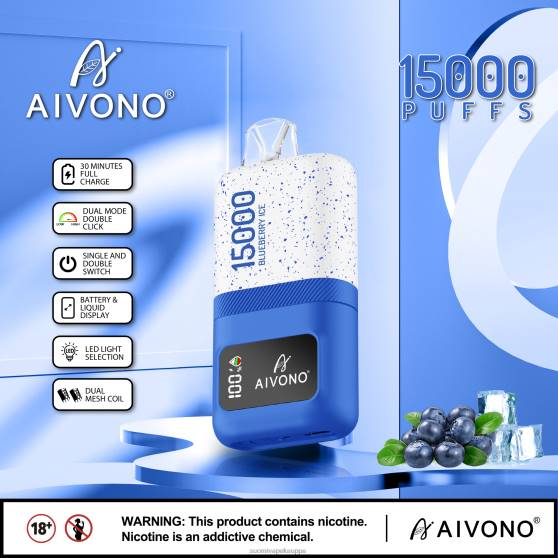 Vape Kauppa - mustikka jäätä Aivono AIM magic 15 000 0B8L68