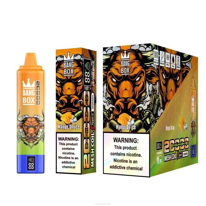 Vape Nesteet - Bang Box 20 000 puhalluksen älynäyttö TZ4V54 mangoa jäällä