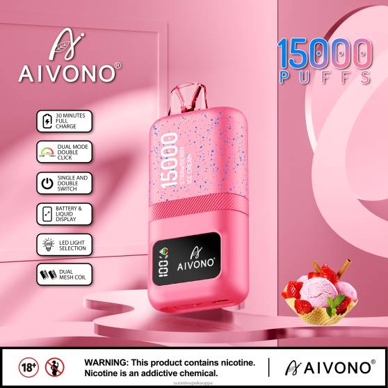 Vape Nesteet - mansikkajäätelöä Aivono AIM magic 15 000 0B8L66