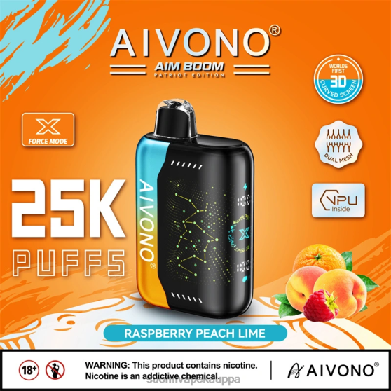Vape Nesteet - vadelma persikka lime Aivono AIM BOOM 25 000 0B8L350