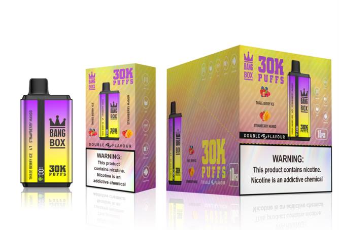 Vape Netistä - Bang Box 30 000 tuulahdusta kaksinkertaista makua TZ4V67 kolmen marjan jää & mansikka mango