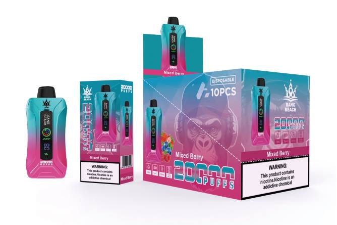Vape Suomi - Bang Beach 20 000 puhallusta älykkään näytön vape TZ4V5 sekoitettu marja