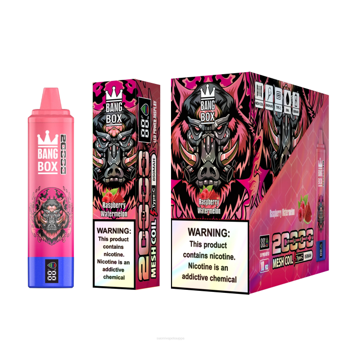 Vape Suomi - Bang Box 20 000 puhalluksen älynäyttö TZ4V53 vadelma vesimeloni