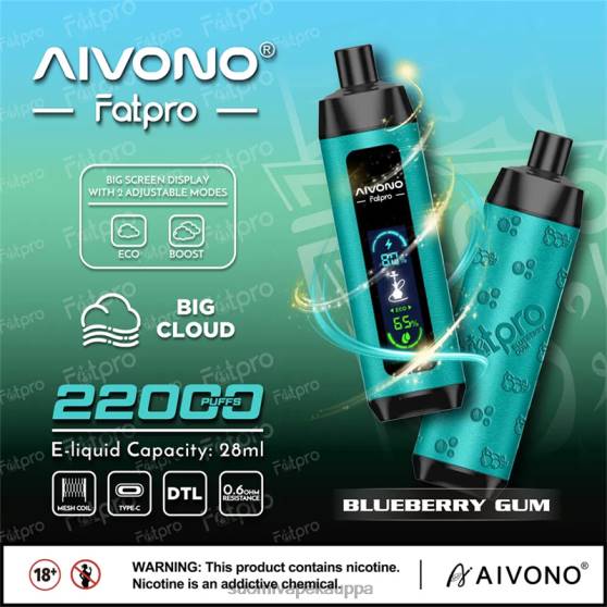 Vape Suomi - mustikkakumi Aivono Fatpro 22000 0B8L9