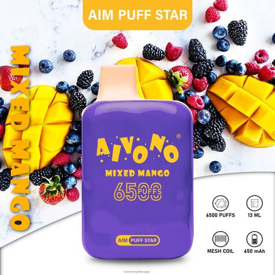 Vape Kauppa - sekoitettu mango Aivono AIM PUFF STAR 6500 0B8L296