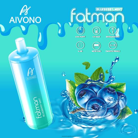 Vape Nesteet - mustikka minttu Aivono FATMAN 6800 0B8L22