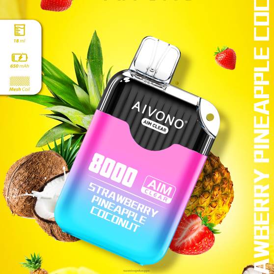 Vape Netistä - mansikka ananas kookos Aivono AIM CLEAR 8000 0B8L207