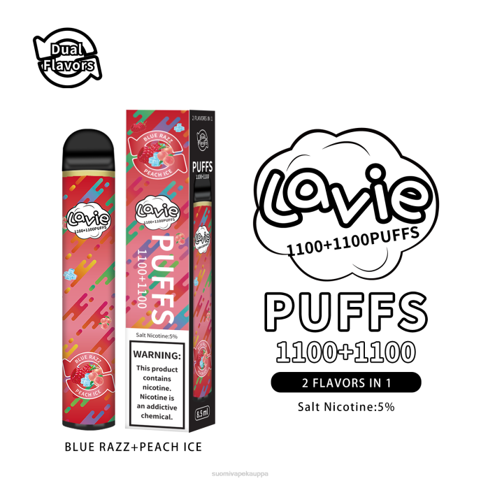 Vape Nesteet - sininen razz/persikkajää 8D4V298 LAVIE BAR Switch 2200 suihketta