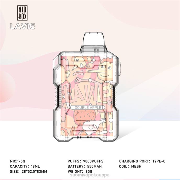 Vape Netistä - kaksinkertainen omena 8D4V195 LAVIE NIO BOX 9000 hengitystä