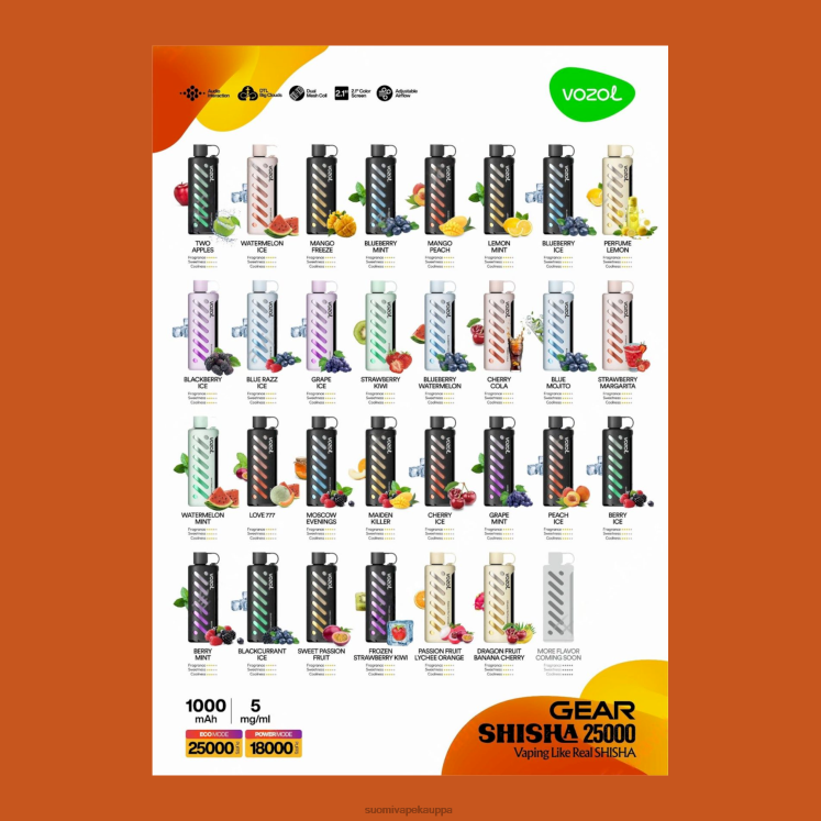 Vape Suomi - VOZOL varusteet shisha 25000 6JN481