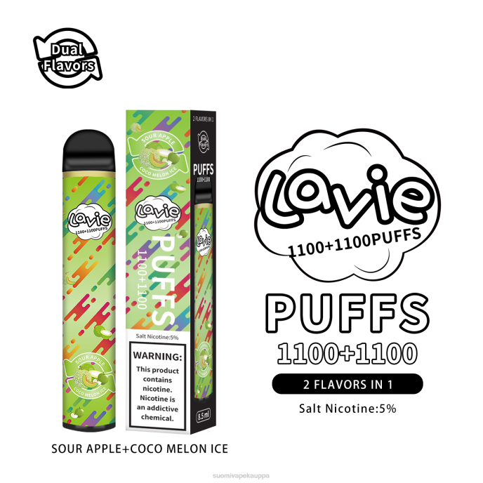 Vape Suomi - hapan omena/kookosmelonijää 8D4V297 LAVIE BAR Switch 2200 suihketta