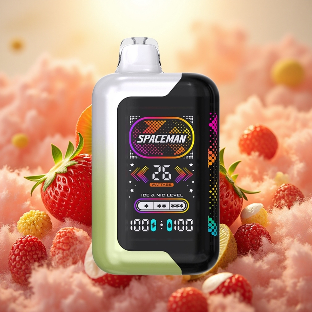 Spaceman SP40000 Zero Nikotiini Disposable 40000 Töyhtöä 20ml 1000mAh Näyttö Mansikka-Kiivi